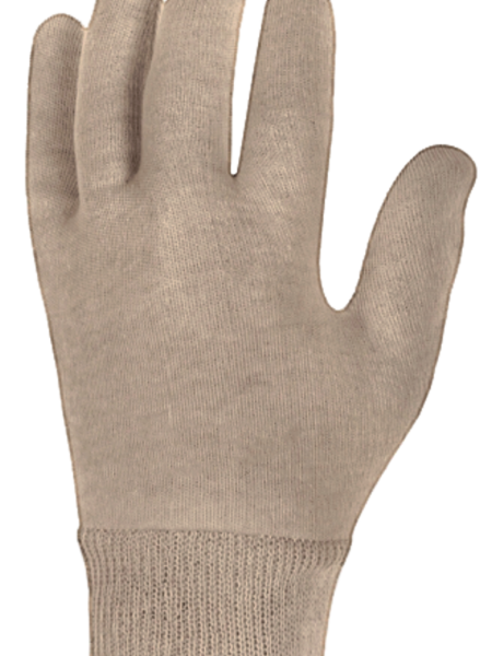 interlock natural gloves reversible with knitted wrist