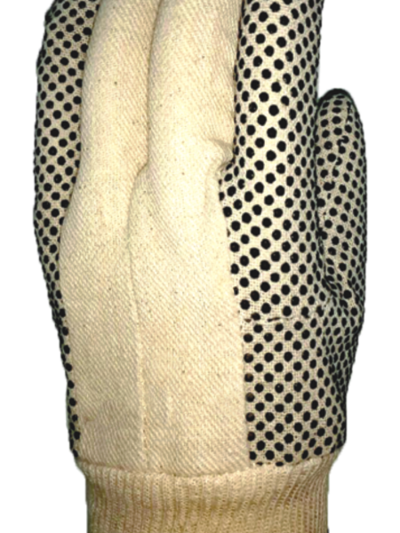 drill polkadot gloves with grey knitted wrist