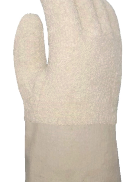 terry grey gloves with canvas cuff