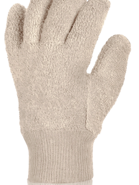 terry grey gloves with knitted wrist