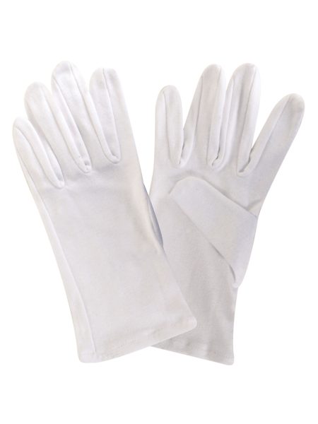 Cotton Interlock White Bleached Fourchette Gloves - Style # HM-2551