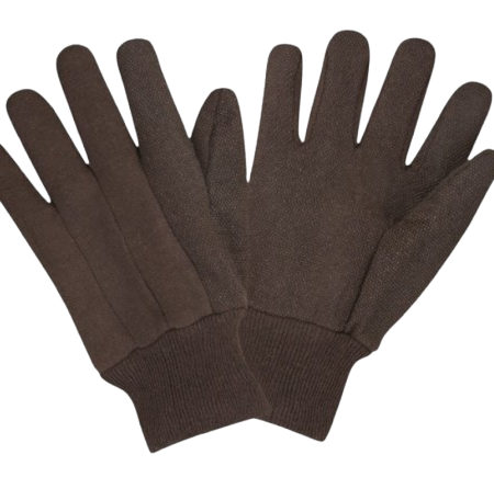 BROWN JERSEY GLOVES WITH PVC MINI DOT <br>Style # HM-2727