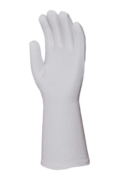 Cotton interlock white fourchettes gloves - 40cm - Style # HM-2560